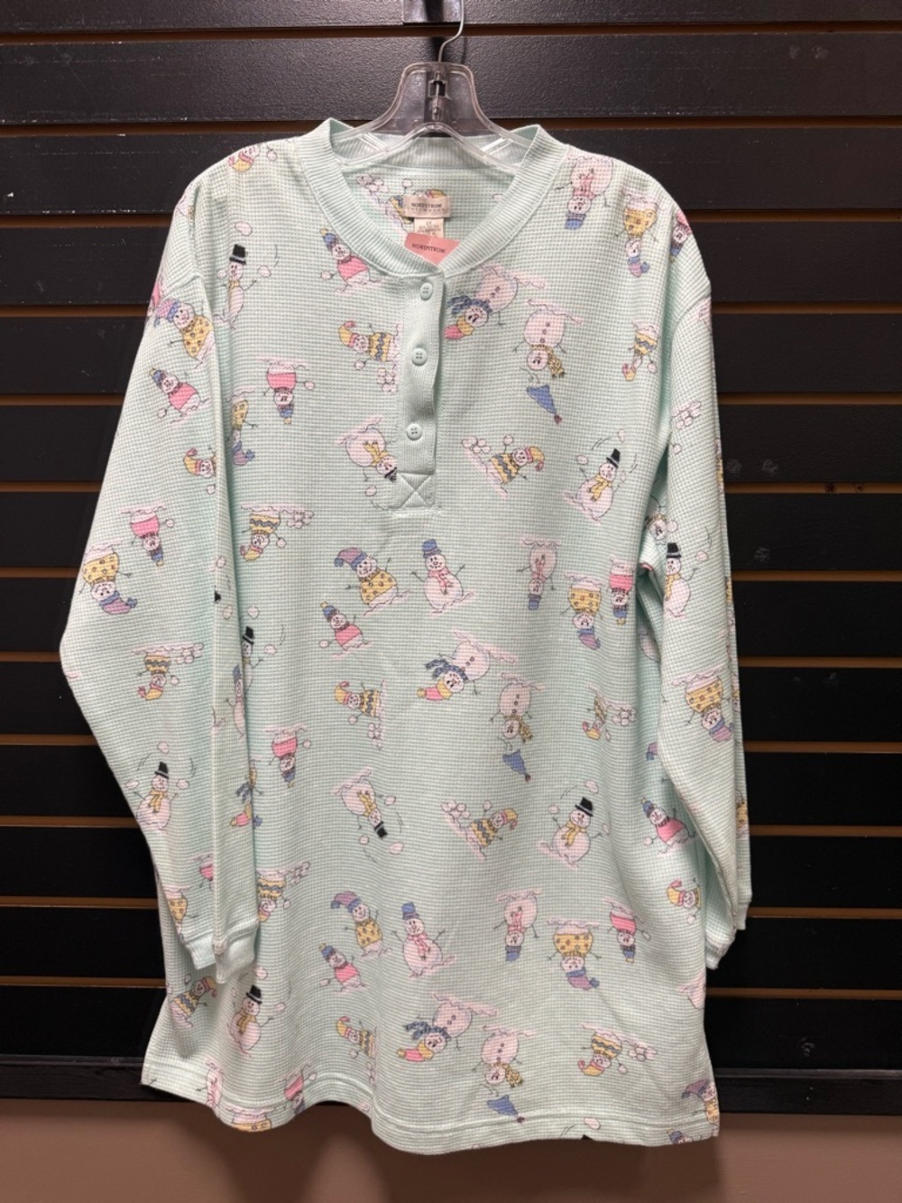 Nordstrom Intimates Waffle Knit Sleep Shirt Snowman Print NWT 2X